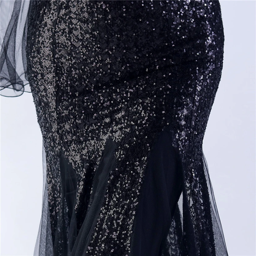 Vestido de noche con lentejuelas, bordado de malla encriptada, estilo artesanal de seda de pez y borde ondulado. view 45
