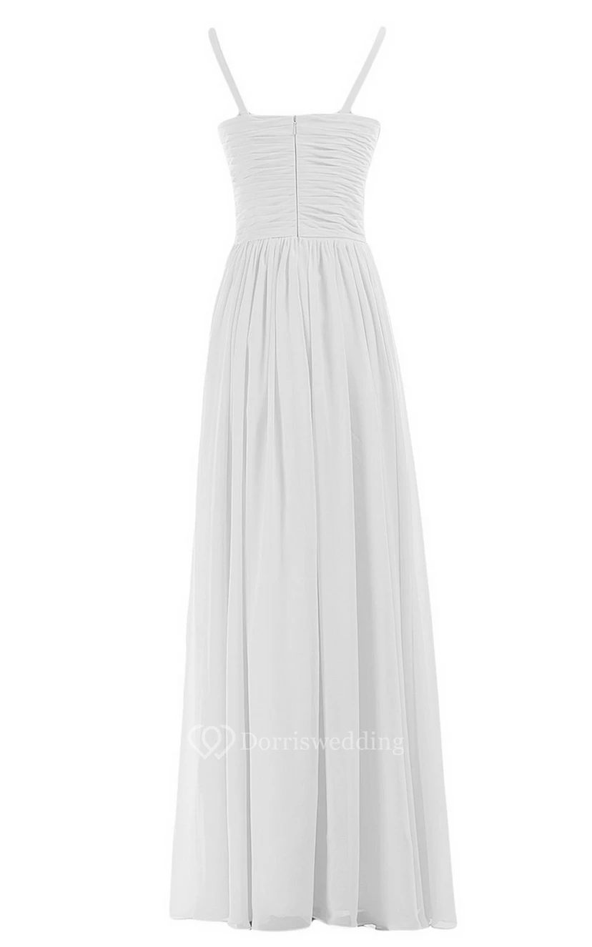 Sleeveless V-neck Chiffon Dress With Crisscross Ruching view 3