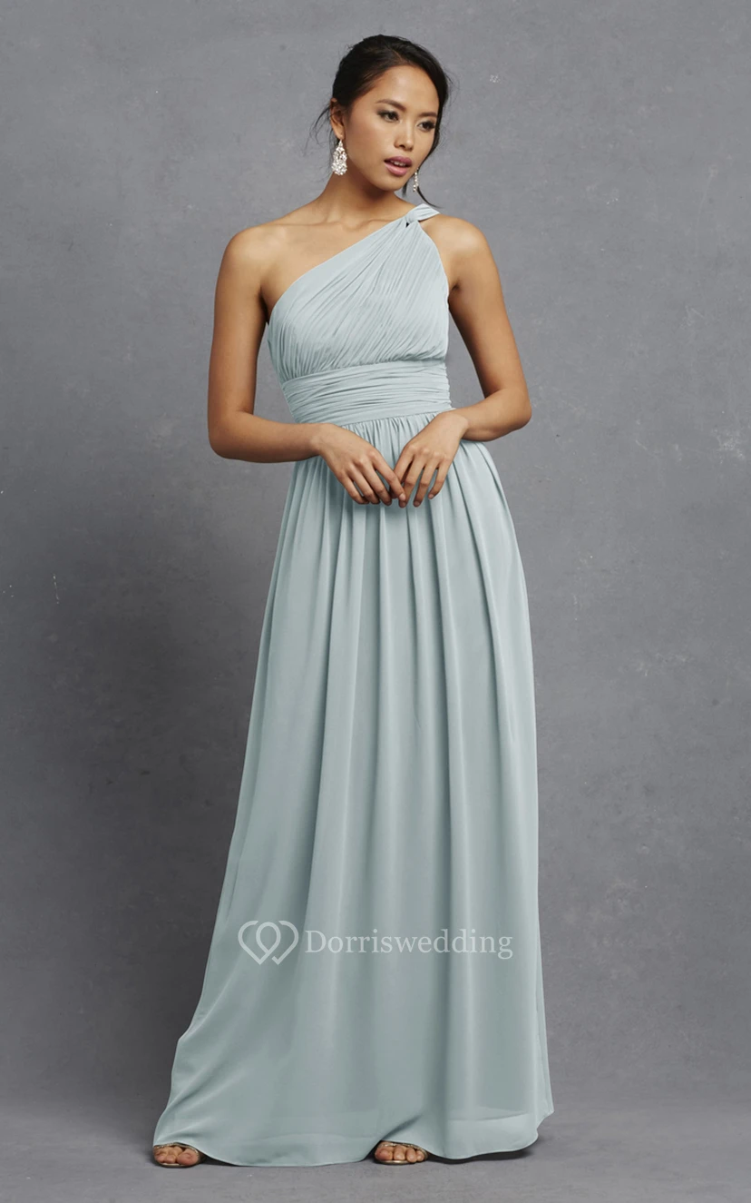 Long-Chiffon Modern One-Shoulder Dress With Ruching view 12