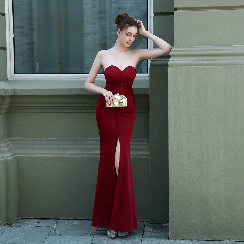 Toast Dress Bride Long Tube Top Thank You Banquet Slim Fishtail Skirt Wedding Car Model Exhibition Dress view 23
