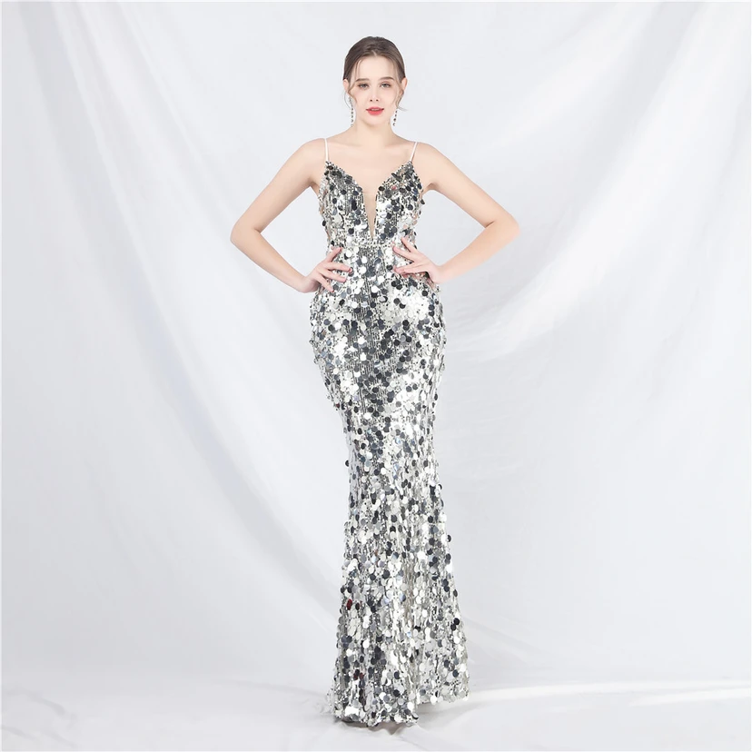 Robe de soirée longue à bretelles haut de gamme view 25