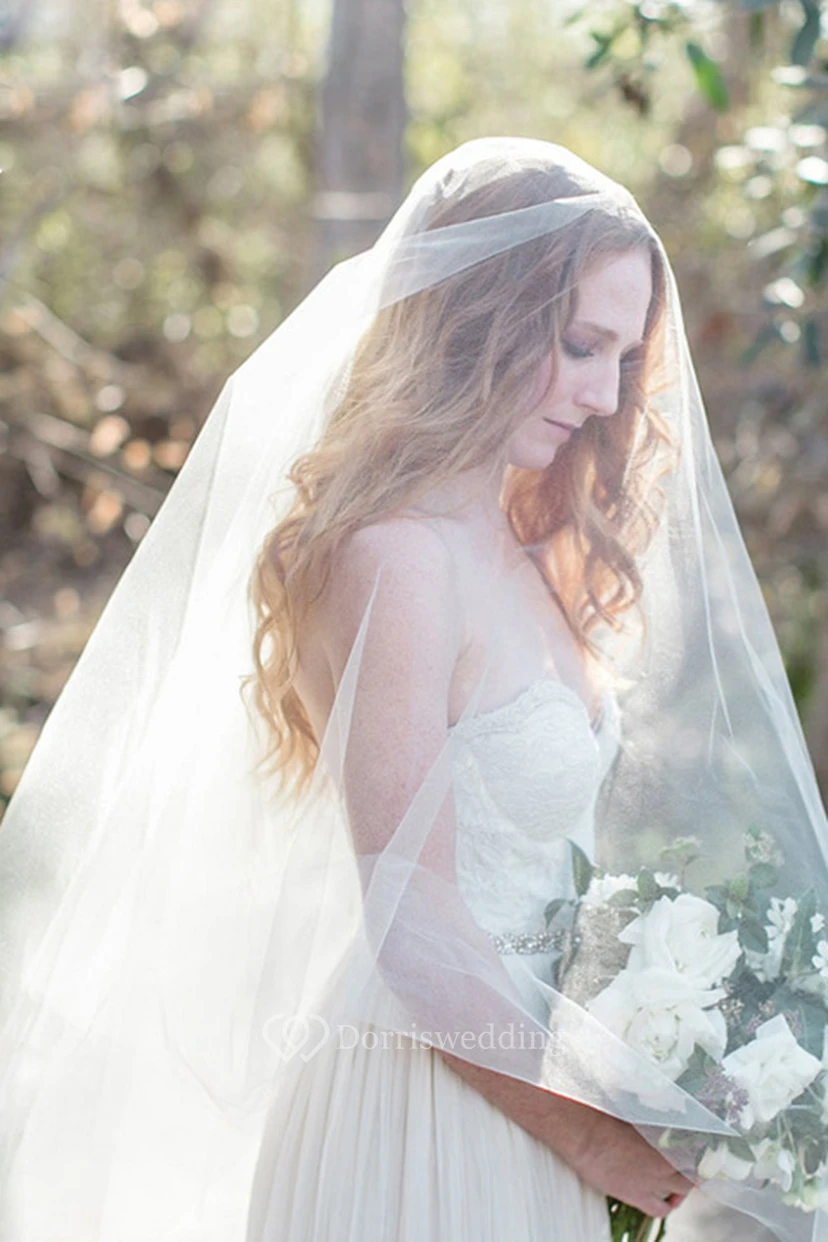 Ethereal Simple Style Chapel Wedding Veil view 3