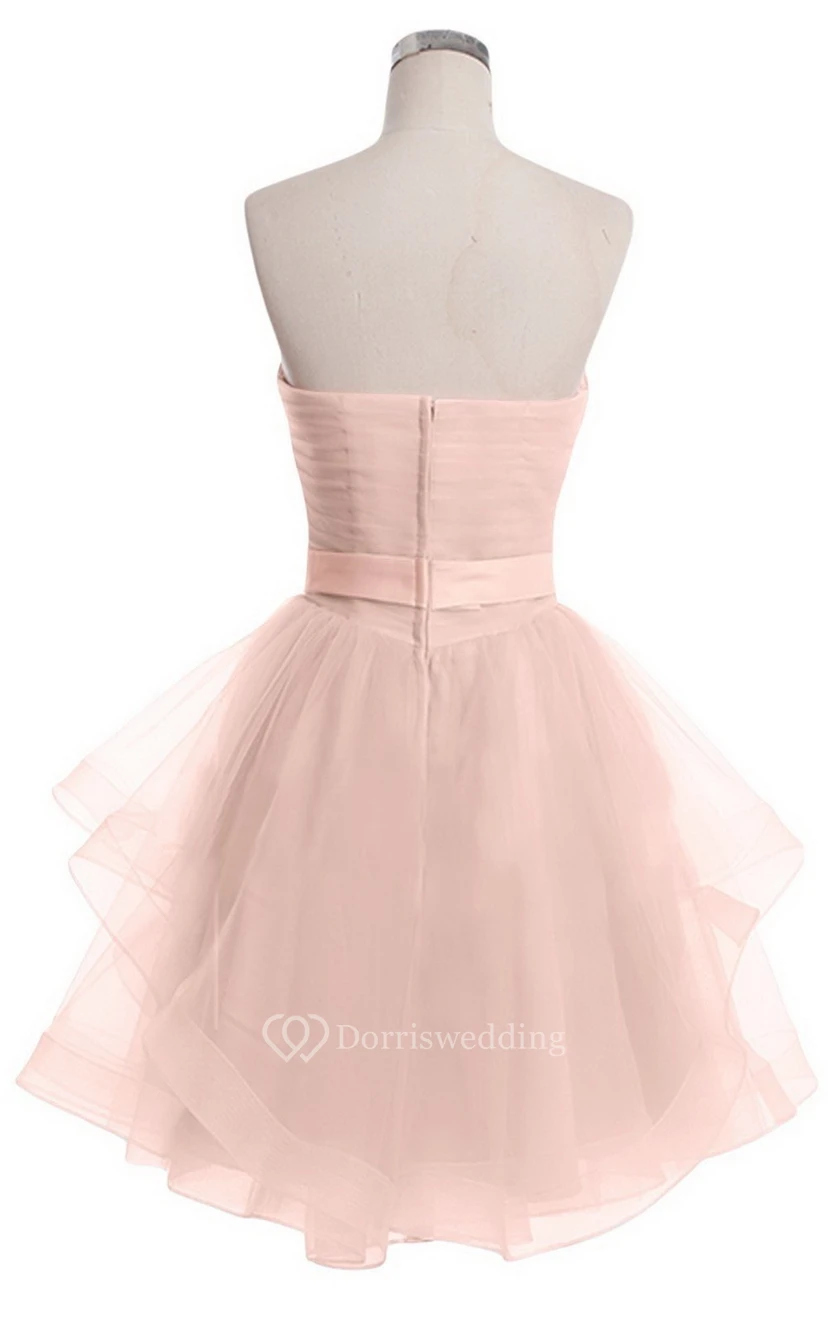 Sweetheart A-line Mini Dress With Pearled Waist view 16