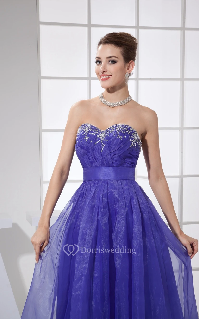 Sweetheart A-Line Criss-Cross Beading and Dress With Pleats view 3