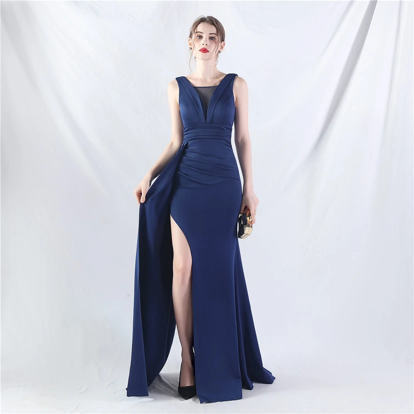 Vestido de noche de satén plisado con 8 colores opcionales view 66