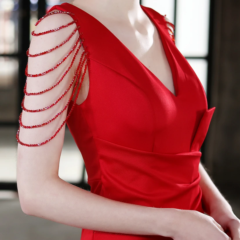 Toast Dress Bride Long Sling Thank-You Banquet Slim Fishtail Skirt Wedding Car Model Exhibition Dress view 49