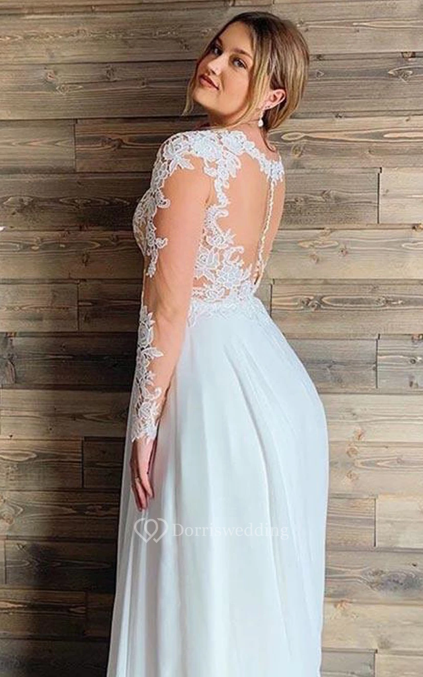Plus Size Lace Wedding Dresses | Curvy Long Sleeve White Bridal Gown for Chubby Arms view 2