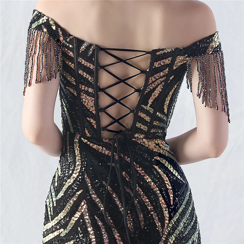 Palace Herringbone Waist Strap Heavy-Crafted Beaded High-End Evening Dress view 17