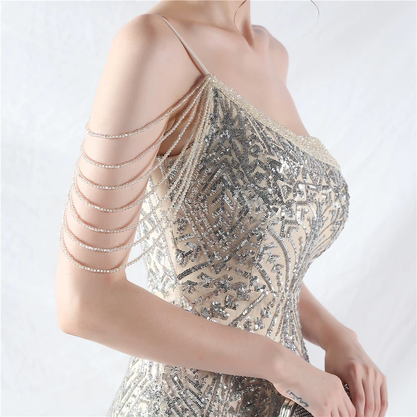 Robe de soirée haut de gamme ornée de perles de positionnement, de fleurs et de broderies en tulle. view 30
