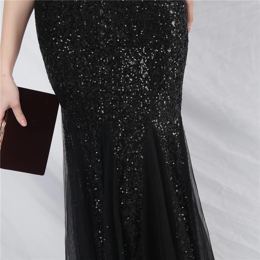 Craft Ostrich Feather Mesh Sequined Long Evening Dress view 63
