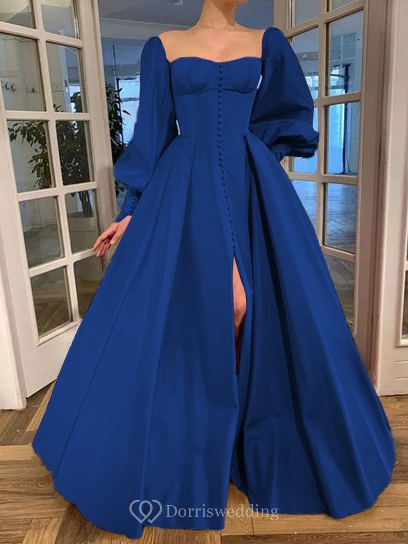 Elegantes Kleid im Vintage-Stil mit langen Puffärmeln, Empire-Stil und Schlitz vorne view 39