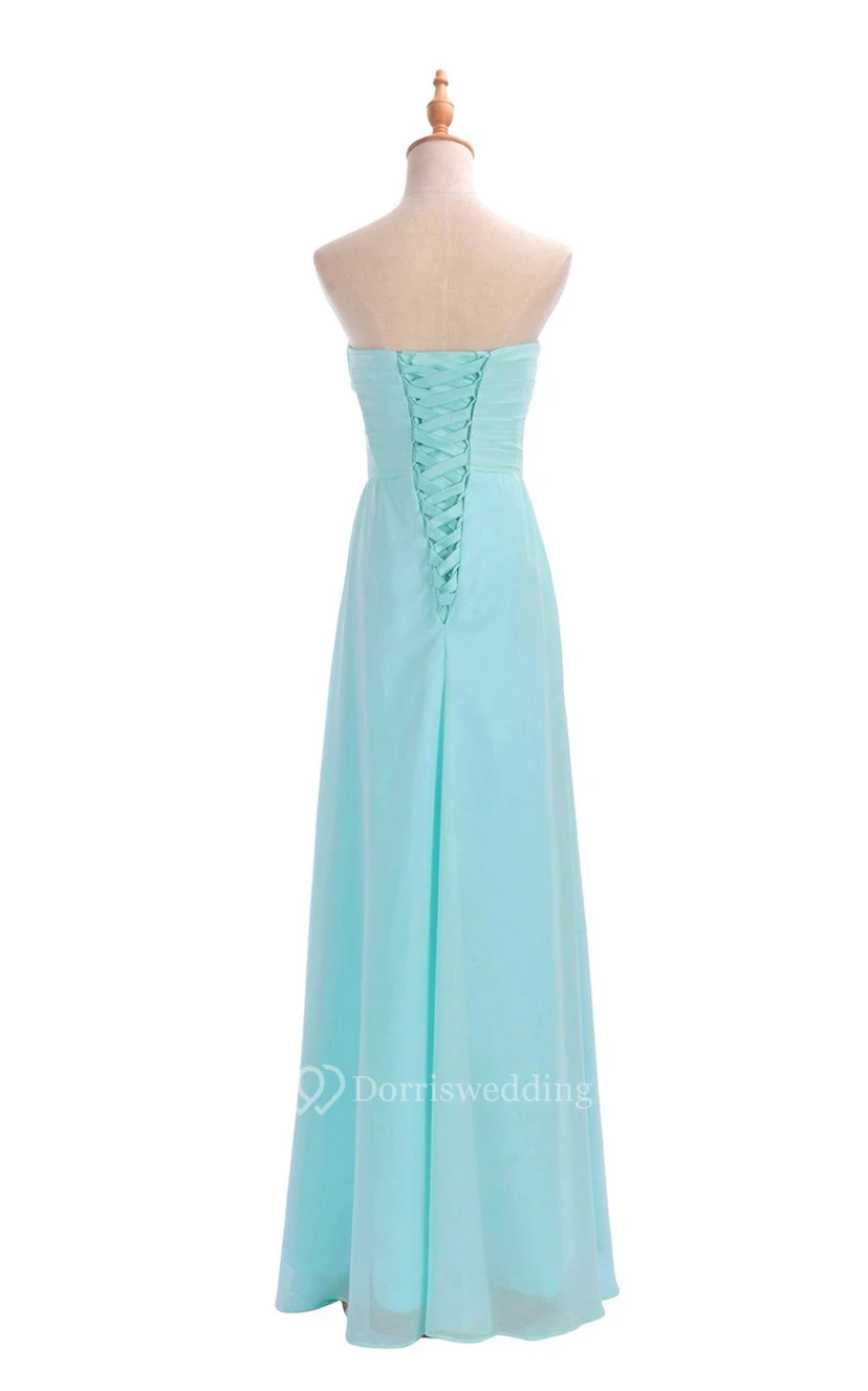 Sweetheart Criss-cross Chiffon A-line Dress With Lace-up Back view 49