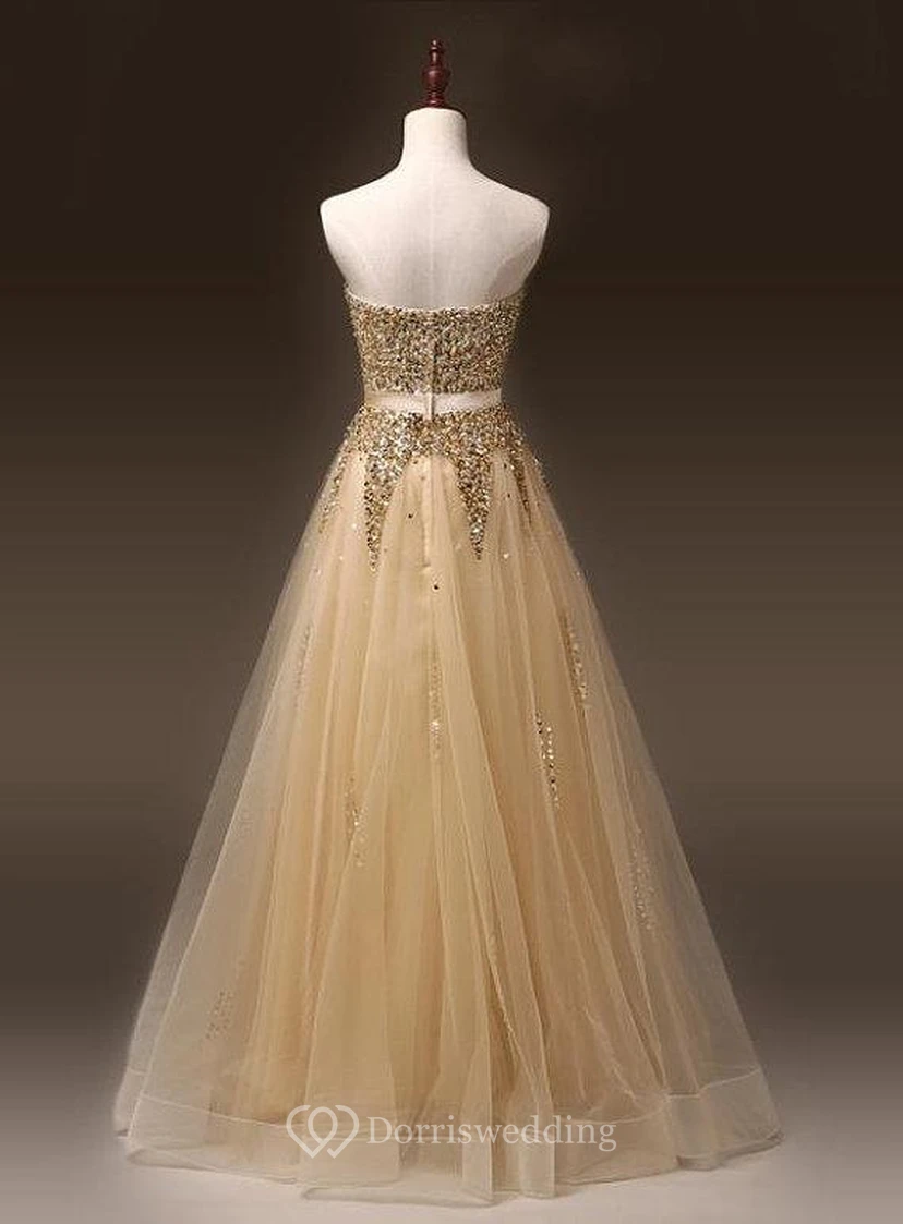 Newest Sweetheart Sleeveless Sequins Evening Dress Zipper Floor-length view 2