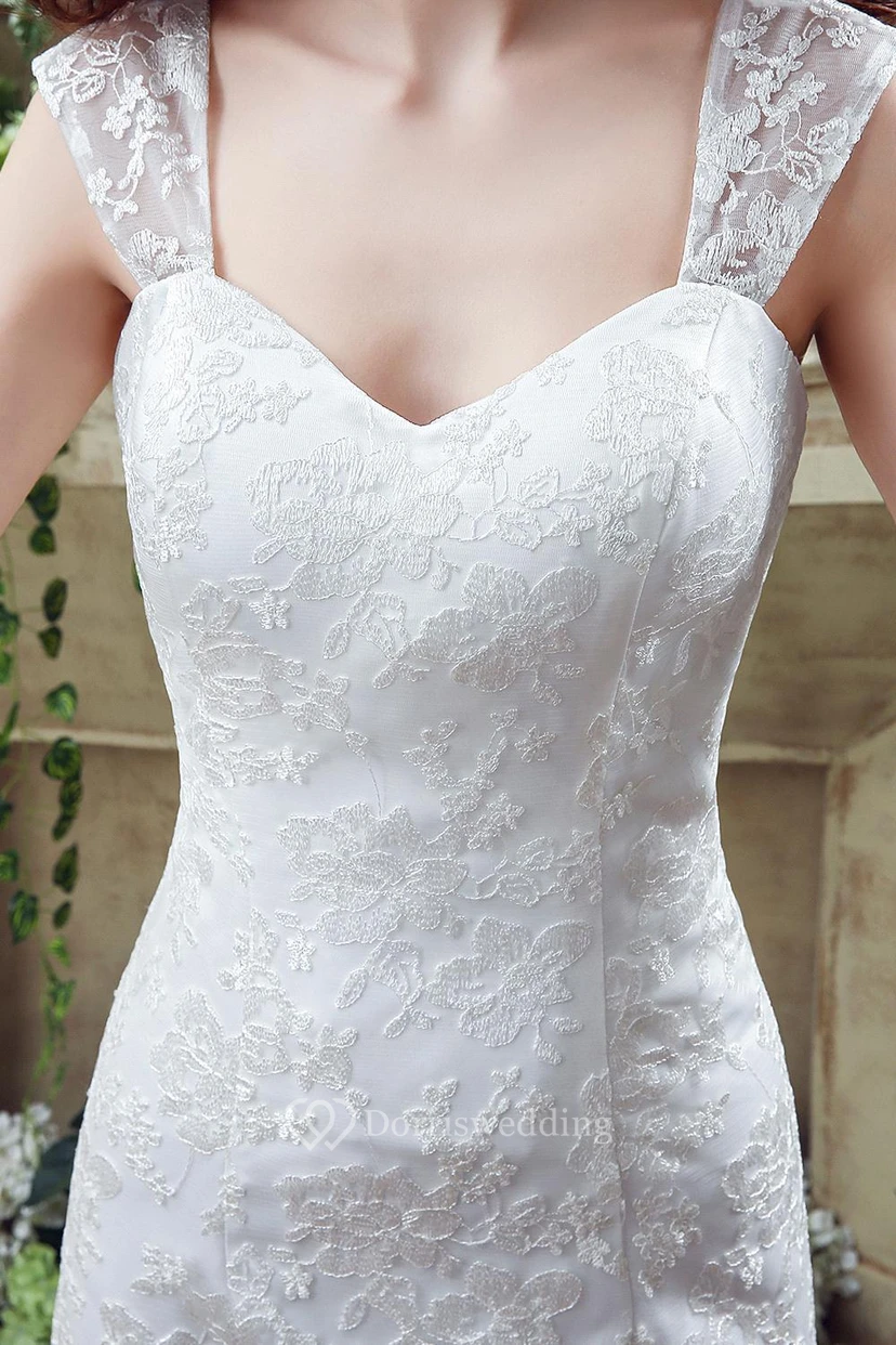 Elegant Lace Sweetheart A-line Wedding Dress Styles Sweep Train Lace-up view 2