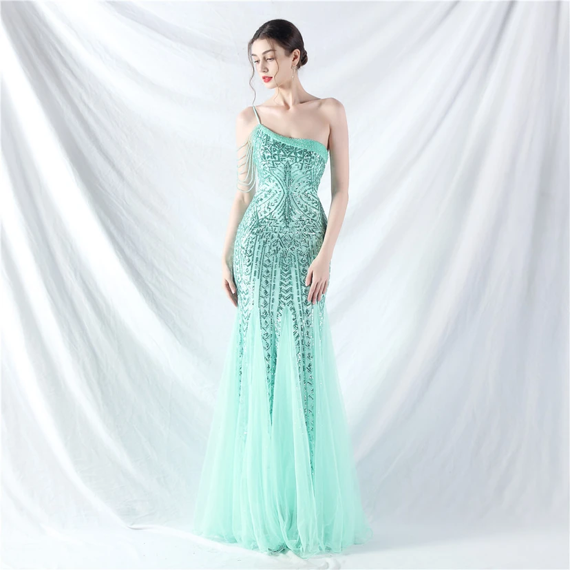 Robe de soirée haut de gamme ornée de perles de positionnement, de fleurs et de broderies en tulle. view 2