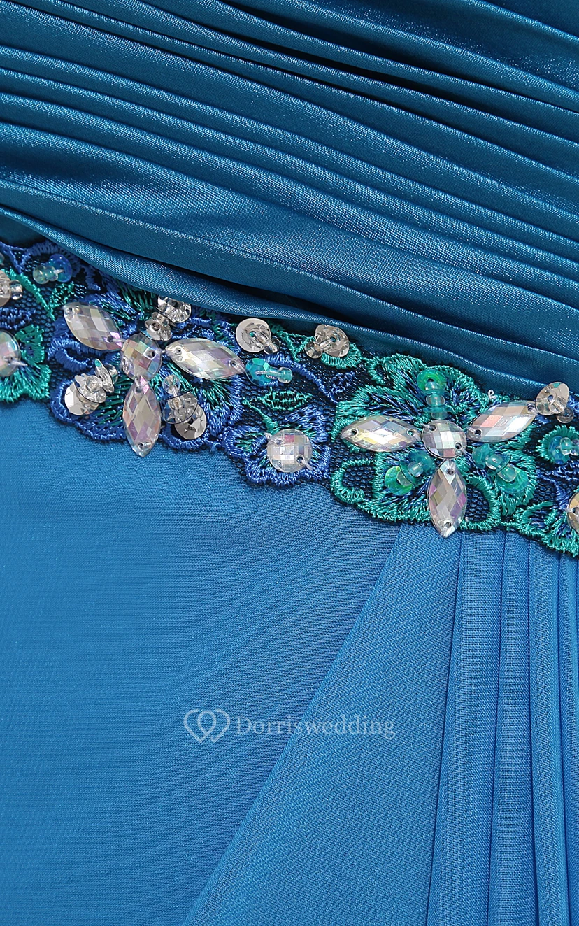 Robe longue raffinée avec fronces et perles view 6