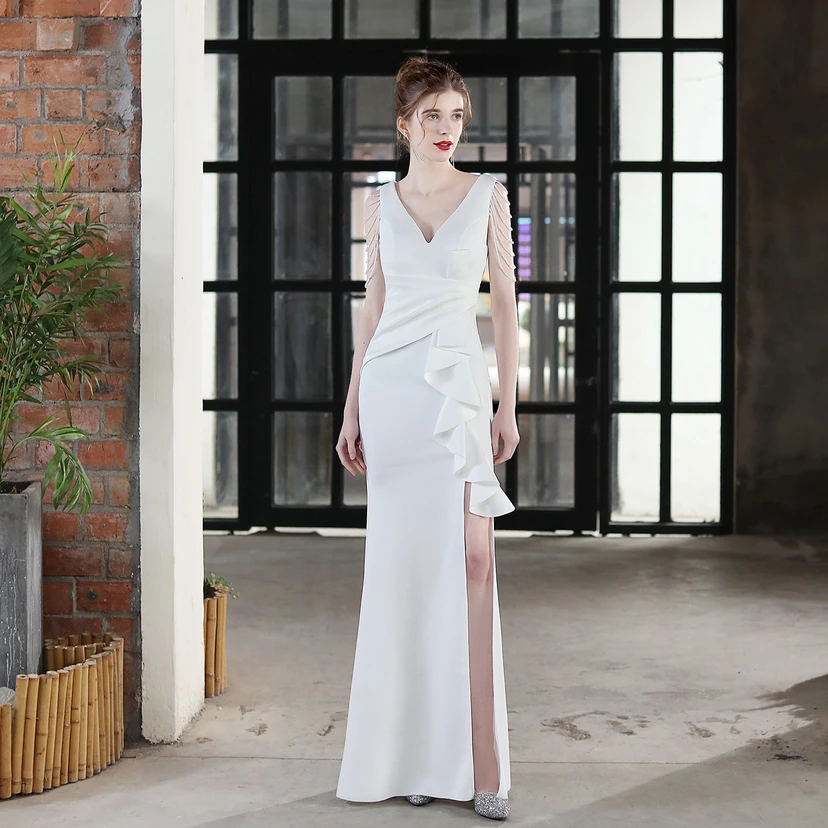 Toast Dress Bride Long Sling Thank-You Banquet Slim Fishtail Skirt Wedding Car Model Exhibition Dress view 61