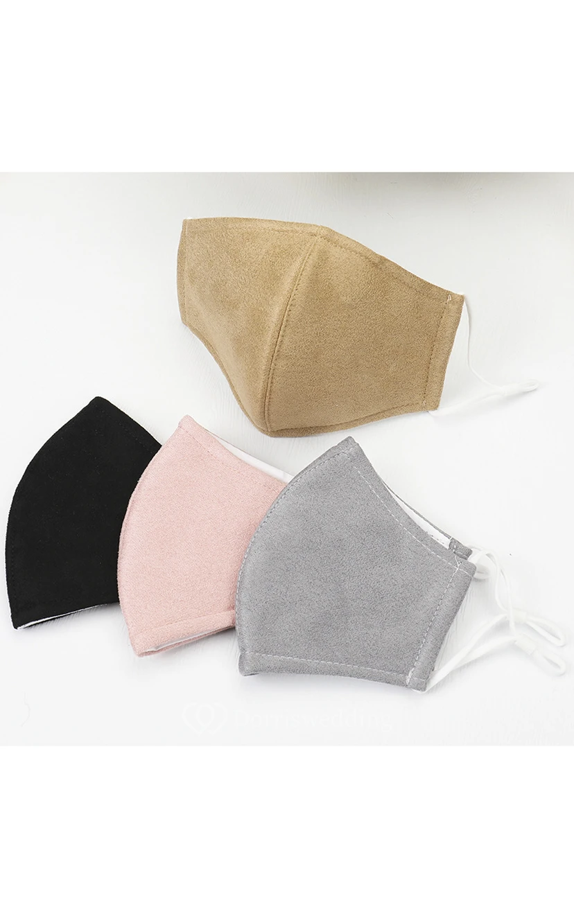Non-medicial Faux Suede Pure Color Thick Cotton Washable Face Mask In 5 Colors view 2