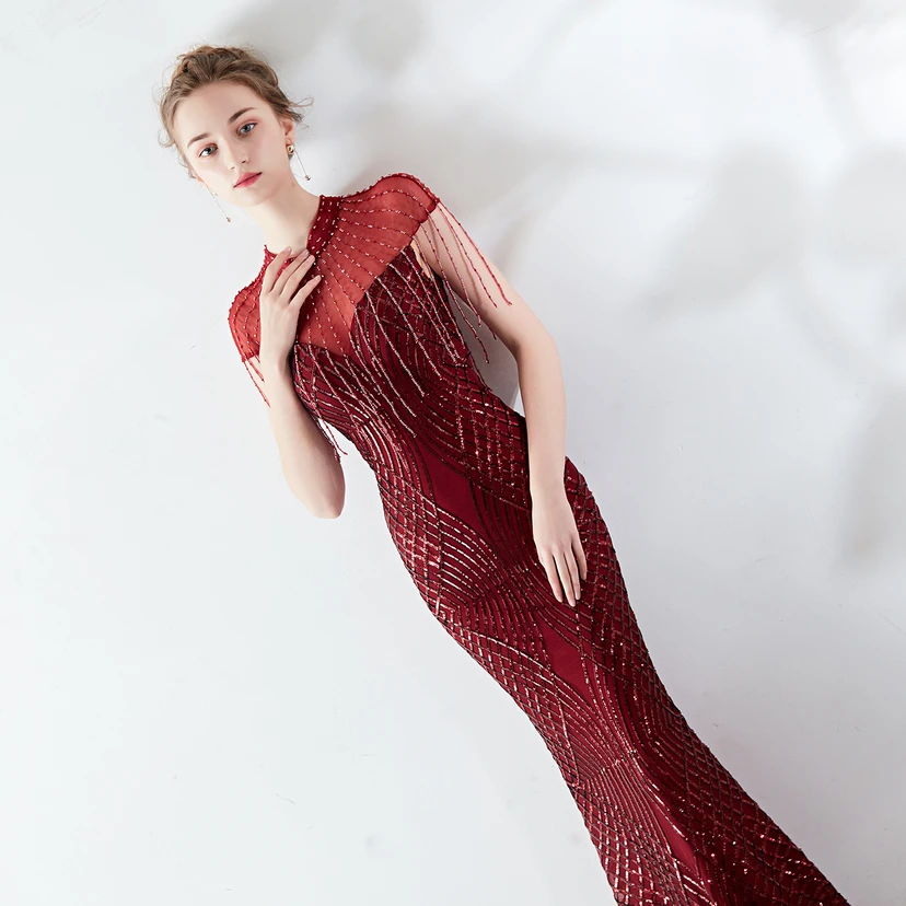 Abendkleid Frühling Langes Meerjungfrauen-Schlankes Bankettkleid für Damen view 2