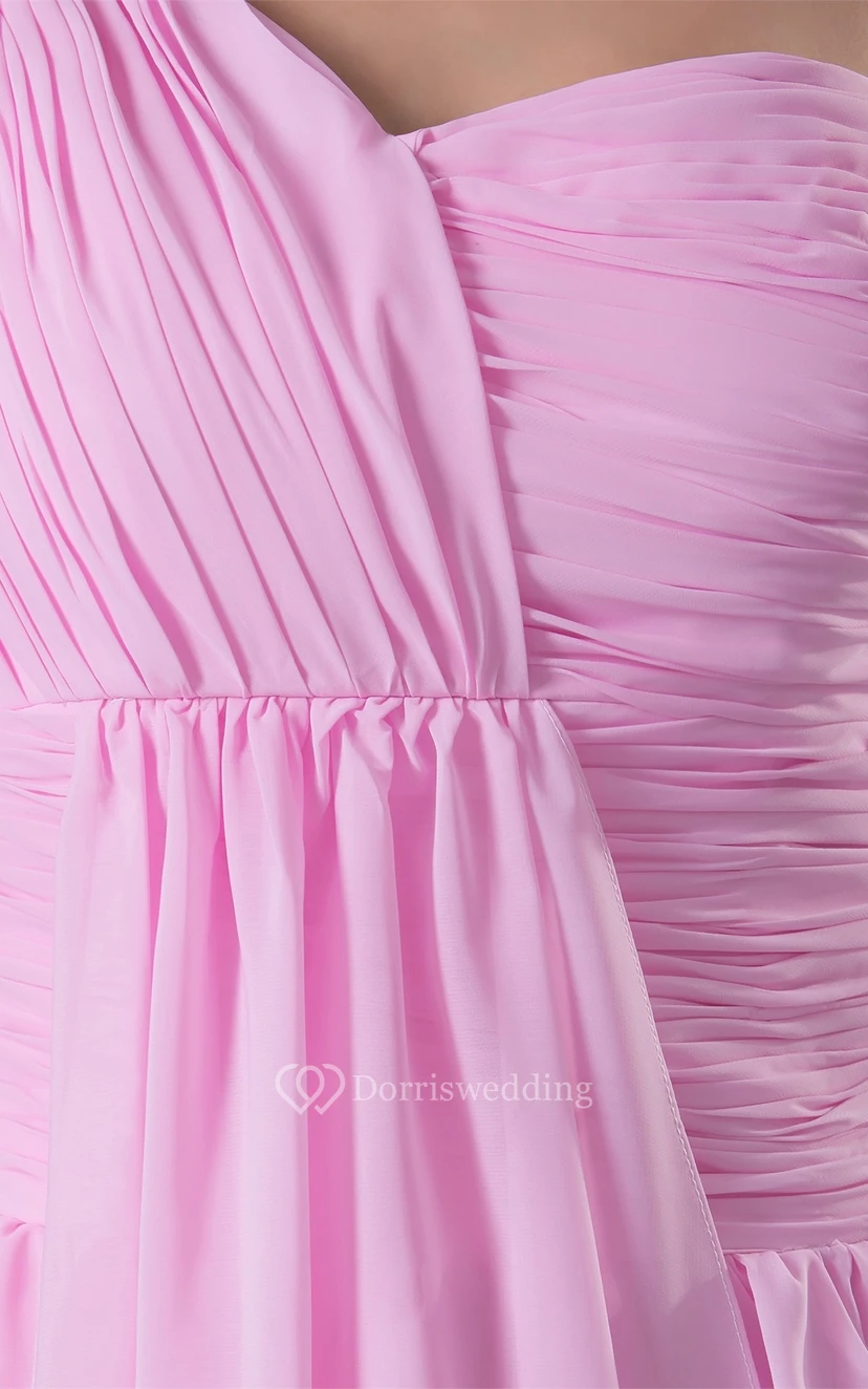 Pastel Chiffon Asymmetrical Pleats and Dress With Ruching view 4
