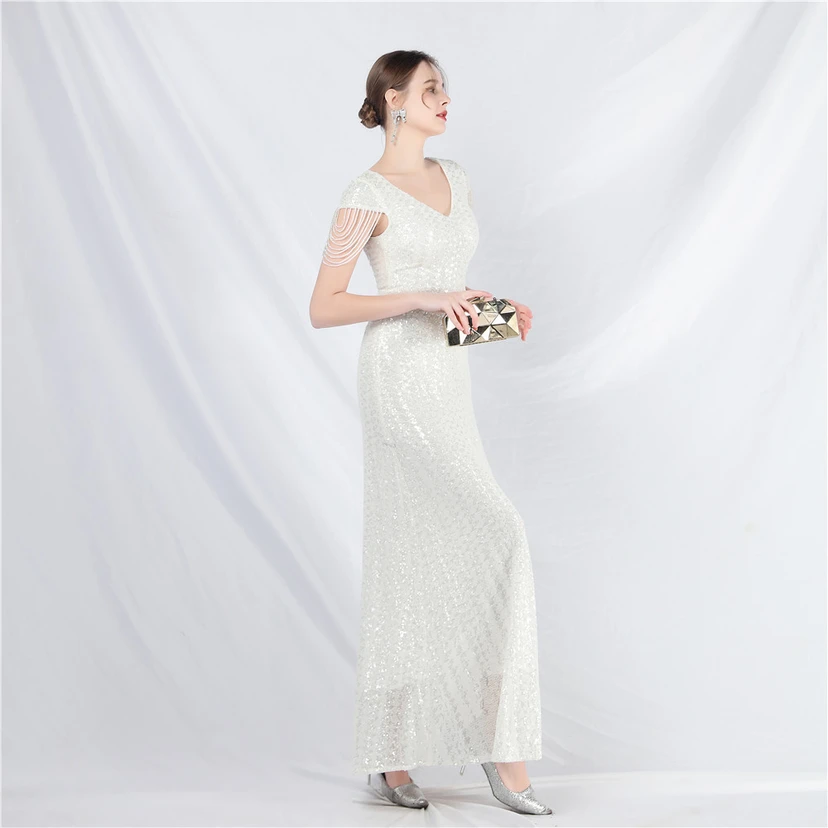 A-Line Big Swing Dress Craft Sequined Long A-Line Evening Dress view 48