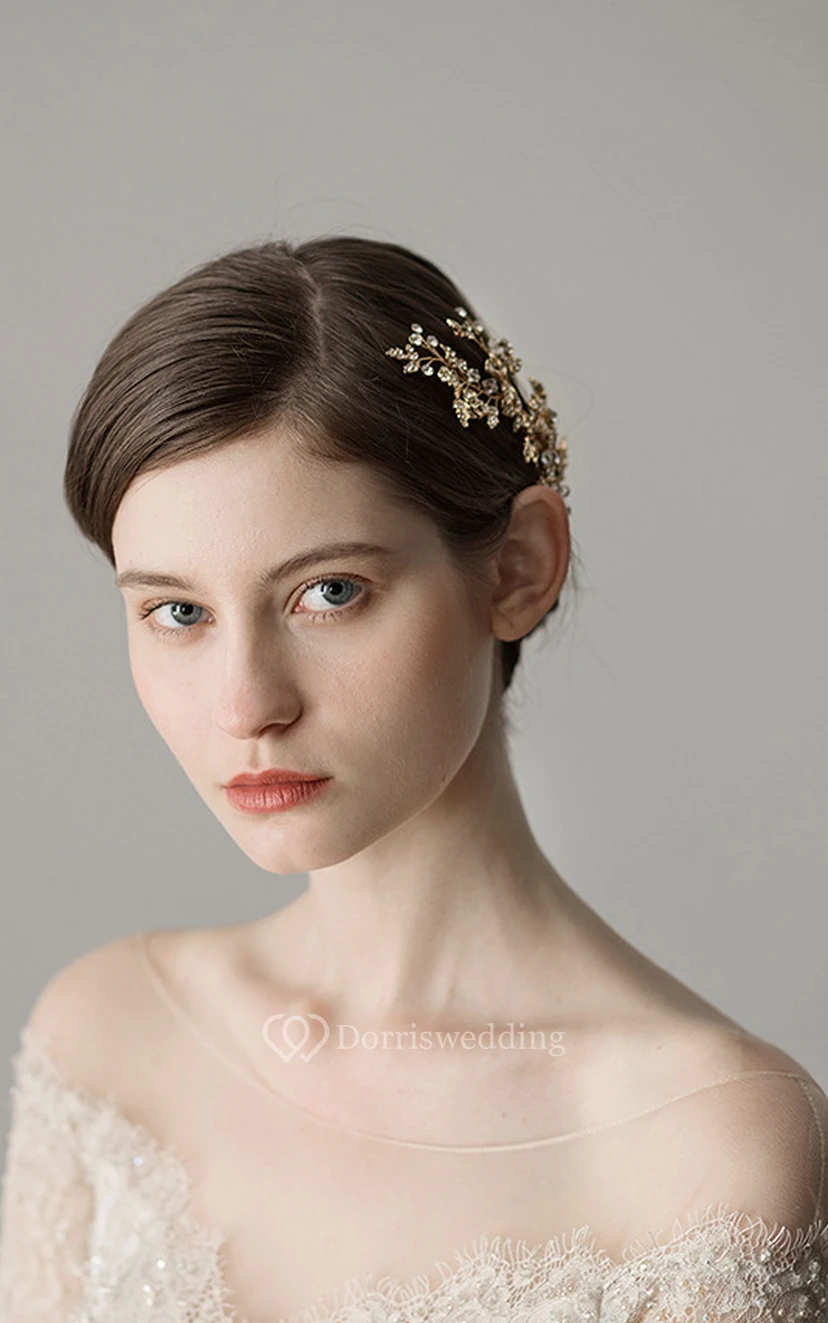 Flower Style Alloy Shining Bridal Headpiece view 2