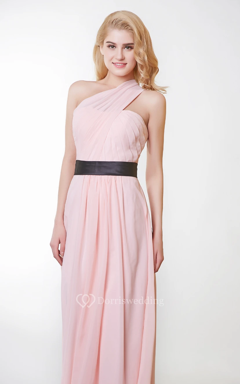 Sleeveless A-line Long Chiffon Dress With Ruching view 4