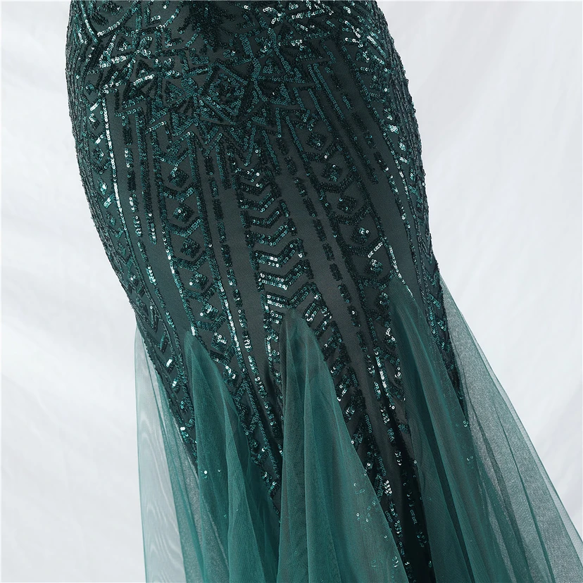 Crafted Beaded Positioning Flower Beads Splicing Mesh Gauze High-End Evening Dress view 10
