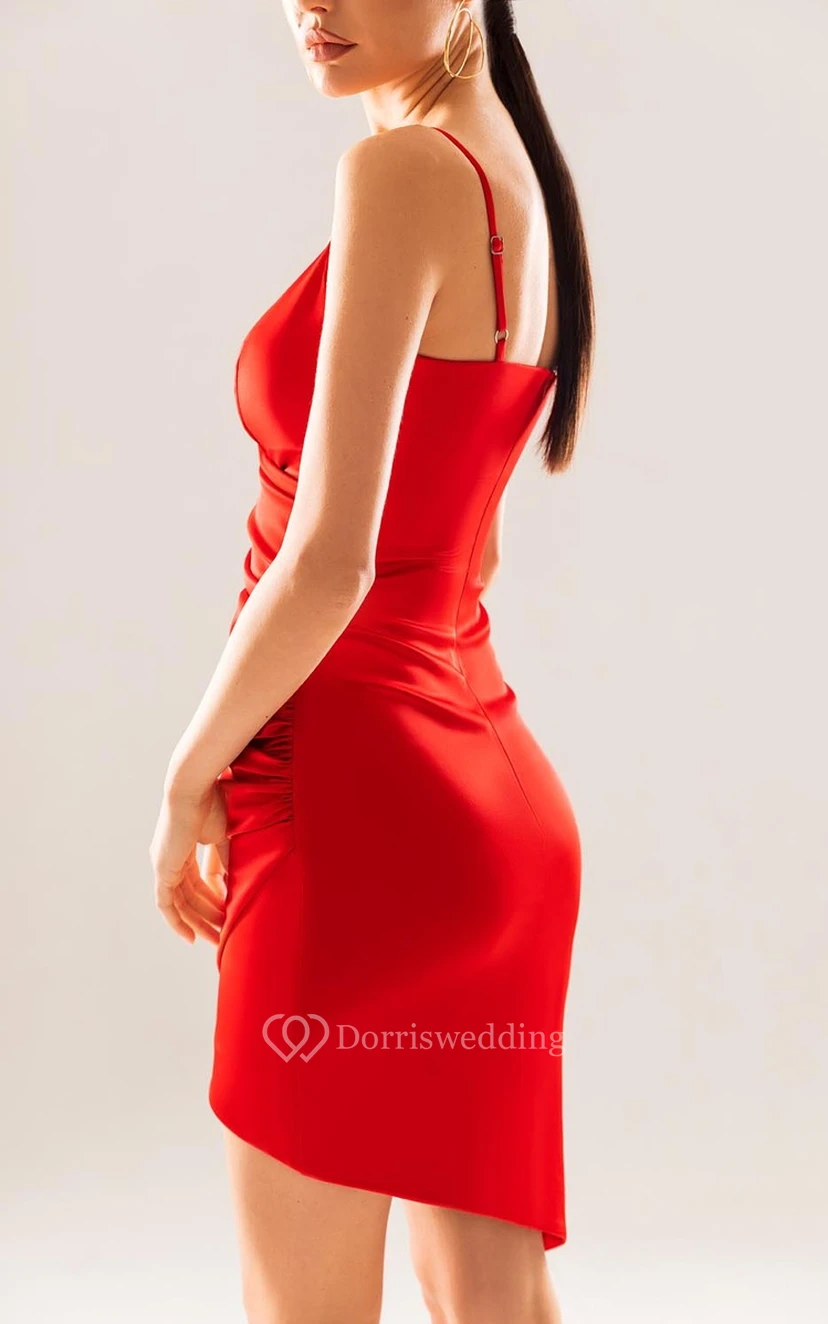 Bodycon Sexy V-neck Mini Homecoming Dress with Ruching view 2