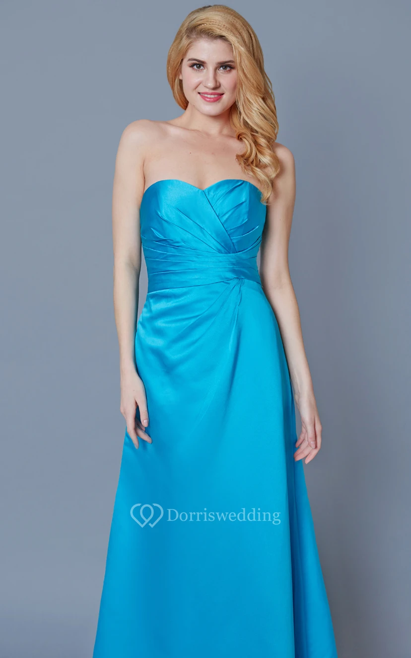 Sweetheart A-line Long Satin Dress With Bow view 2
