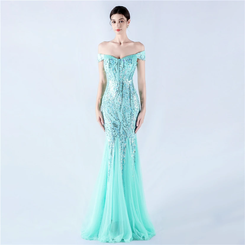 Craft Beading Mesh Sequins Evening Dress Annual Meeting Performance Host video preview
