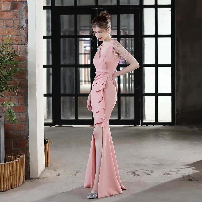 Toast Dress Bride Long Sling Thank-You Banquet Slim Fishtail Skirt Wedding Car Model Exhibition Dress view 4