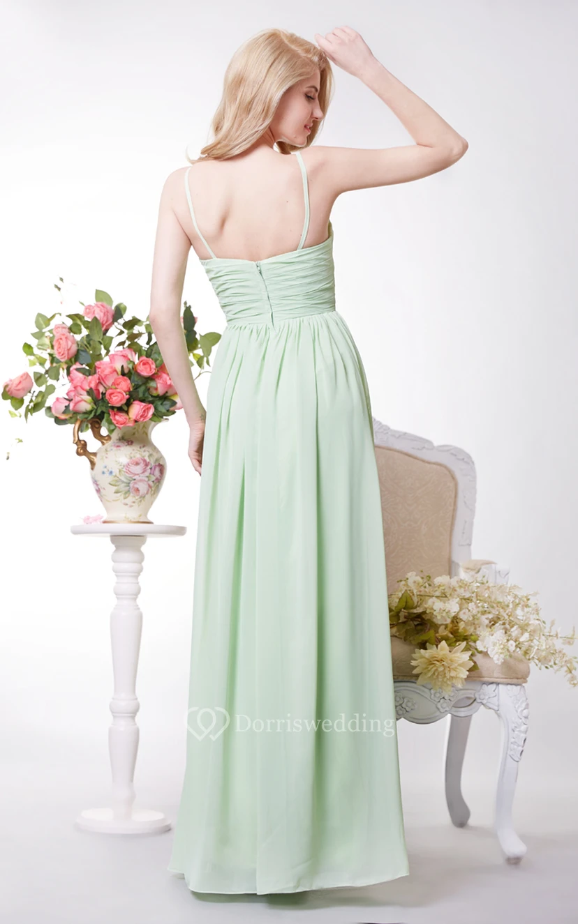Sexy V-neck A-line Pleated Chiffon Gown view 3