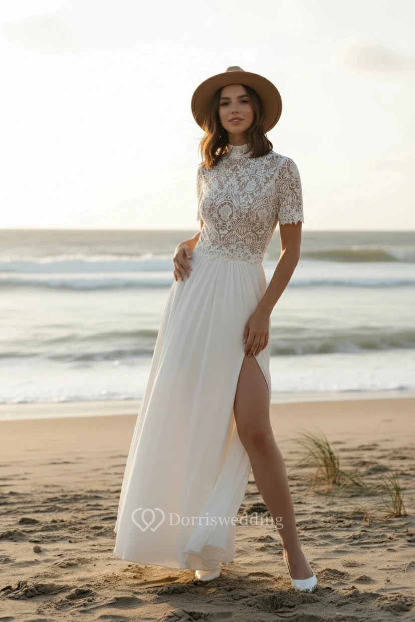 Modern Two-Piece Lace Wedding Set