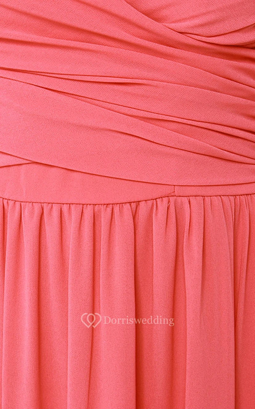 Chiffon Chic Dress With Crisscross Ruched Bodice view 4