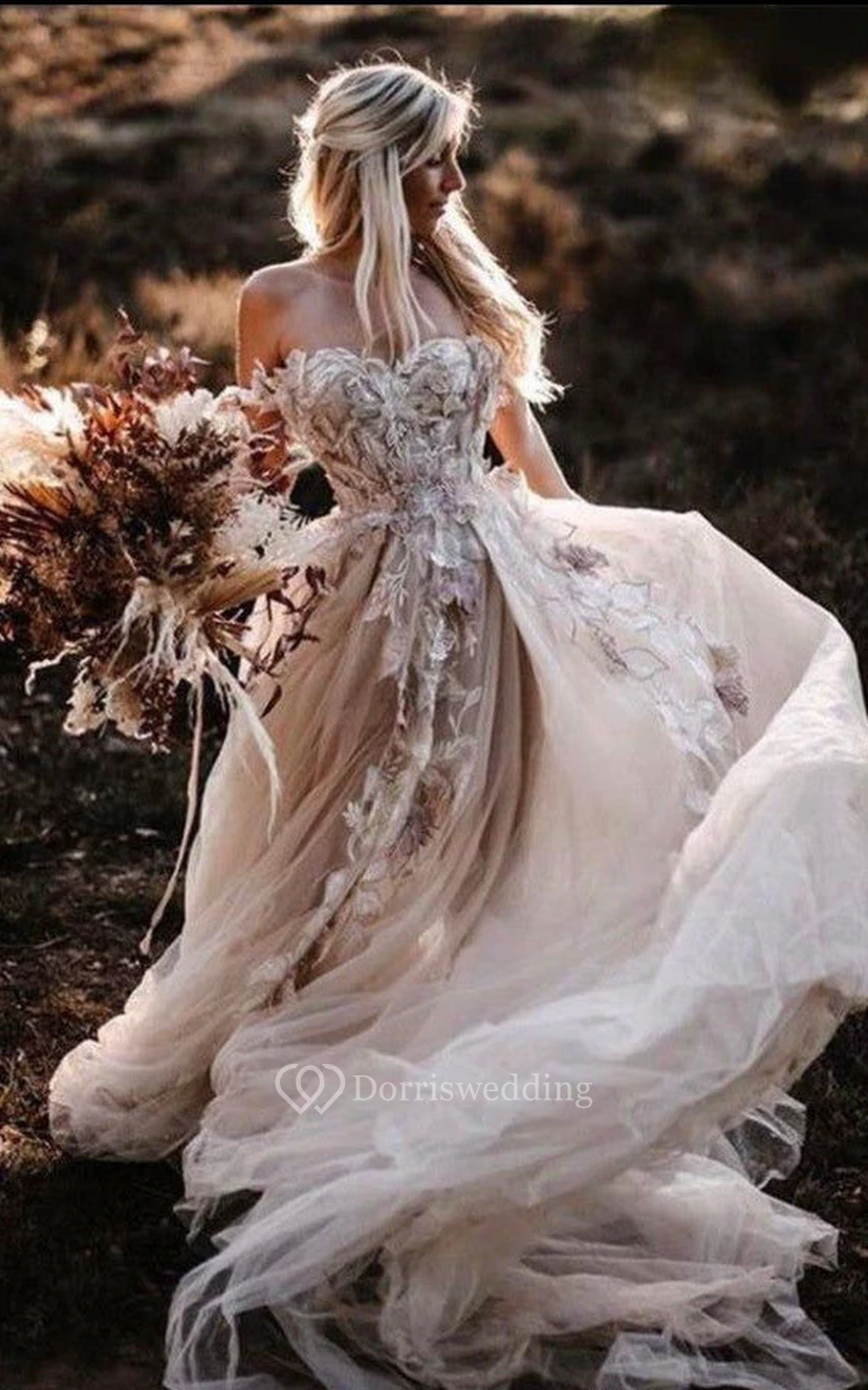 Bohemian Fairy Lace Wedding Dress | Country Plus Size Viking Floral Bridal Gown video preview