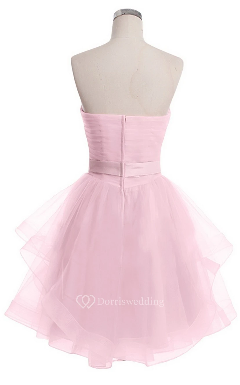 Sweetheart A-line Mini Dress With Pearled Waist view 9