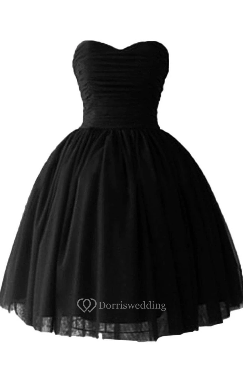 Sweetheart A-line Layered Dress With Ruchings and Bow