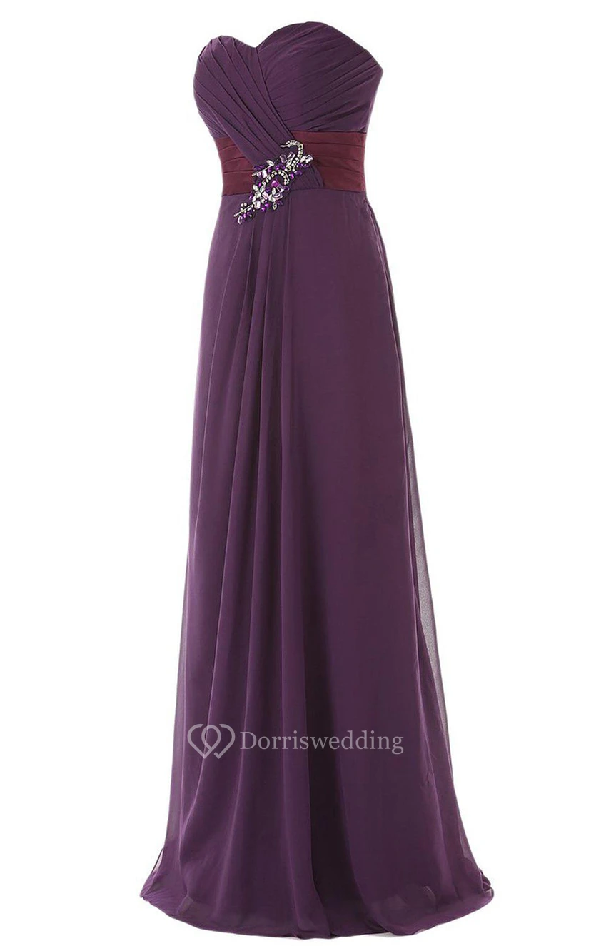 Magnifique robe de soirée en mousseline de soie à décolleté en A et perles view 3