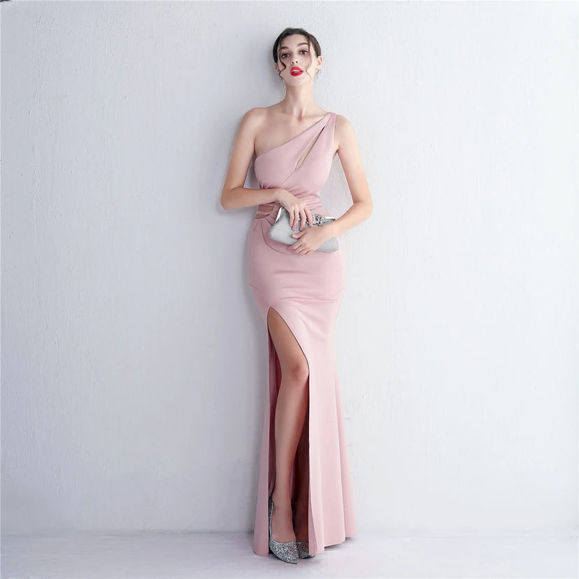 Pressing Beading Craft Toast Dress Long One Shoulder Thank You Banquet Slim Fishtail Skirt Wedding Car Model Exhibition view 14