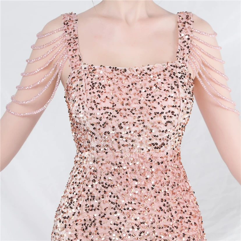Craft Sequined Velvet Bottom Imitation Handmade Fantasy Sequin Evening Dress Daily Mini Dress view 9
