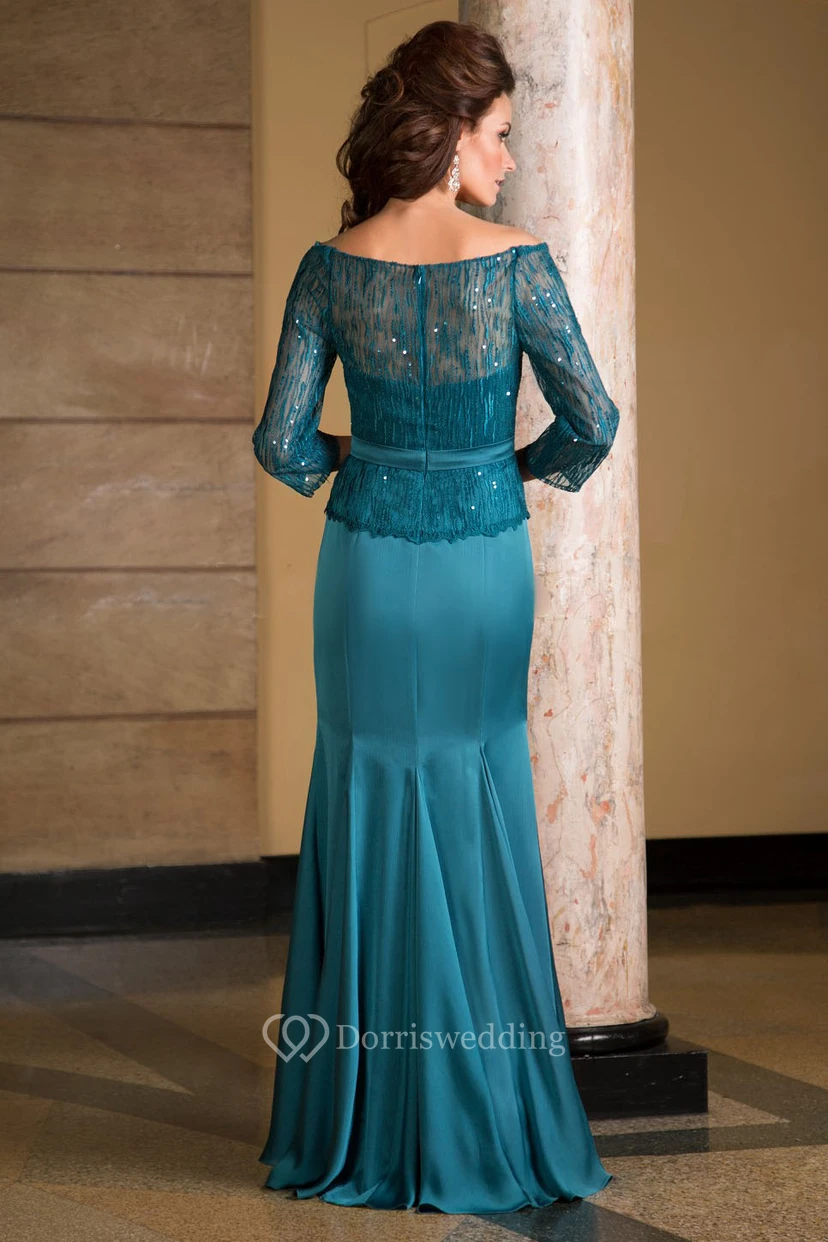Robe de mariée sirène à 3 ou 4 manches, ornée de bijoux et de plis, pour la mère de la mariée view 2