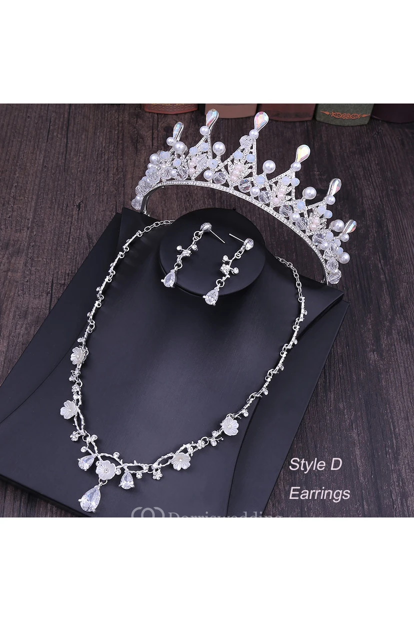 Bridal Accessory-Crown Necklace Earrings/Earclips Set view 7