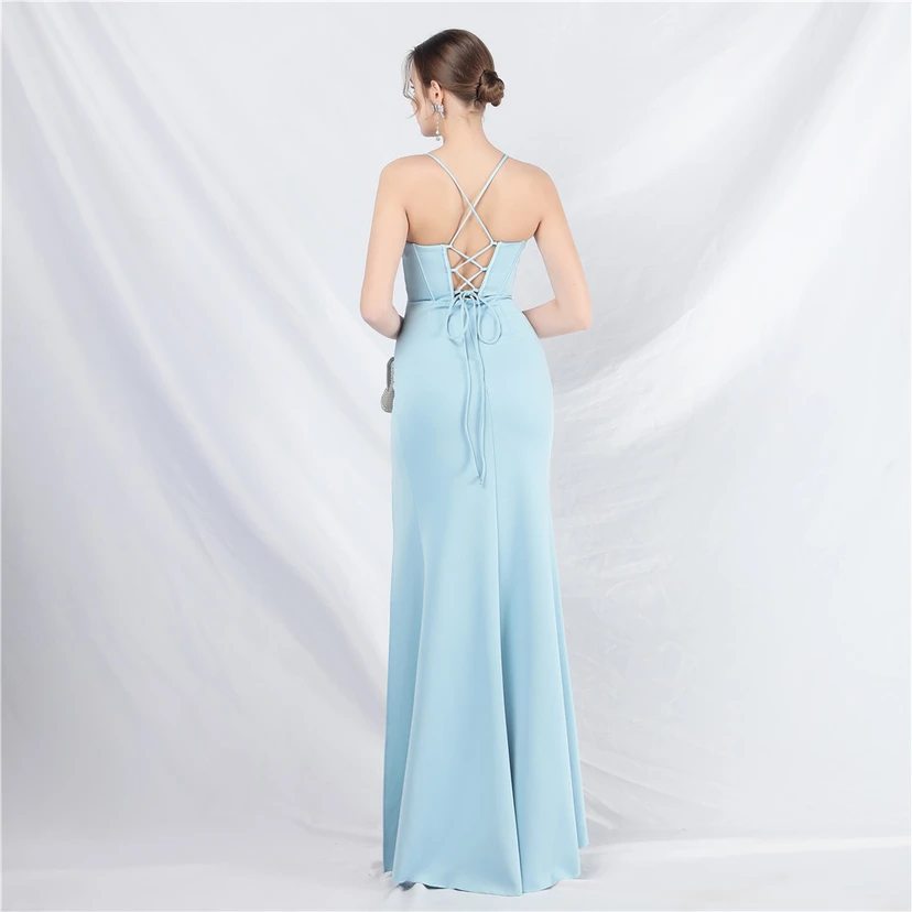 Vestido de noche de alta gama con tirantes y chaleco tipo espina de pescado Palace view 50