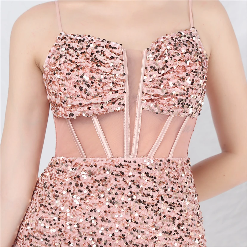 Palace Style Heavy Fishbone Waist Mesh Sequined High-End Evening Dress view 24