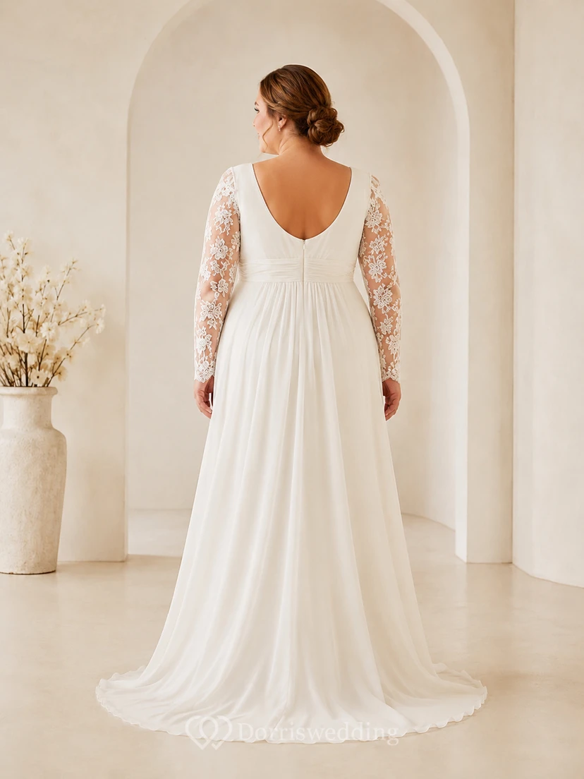 Plus Size Illusion Lace Empire Waist Studio Bridal Gown view 2
