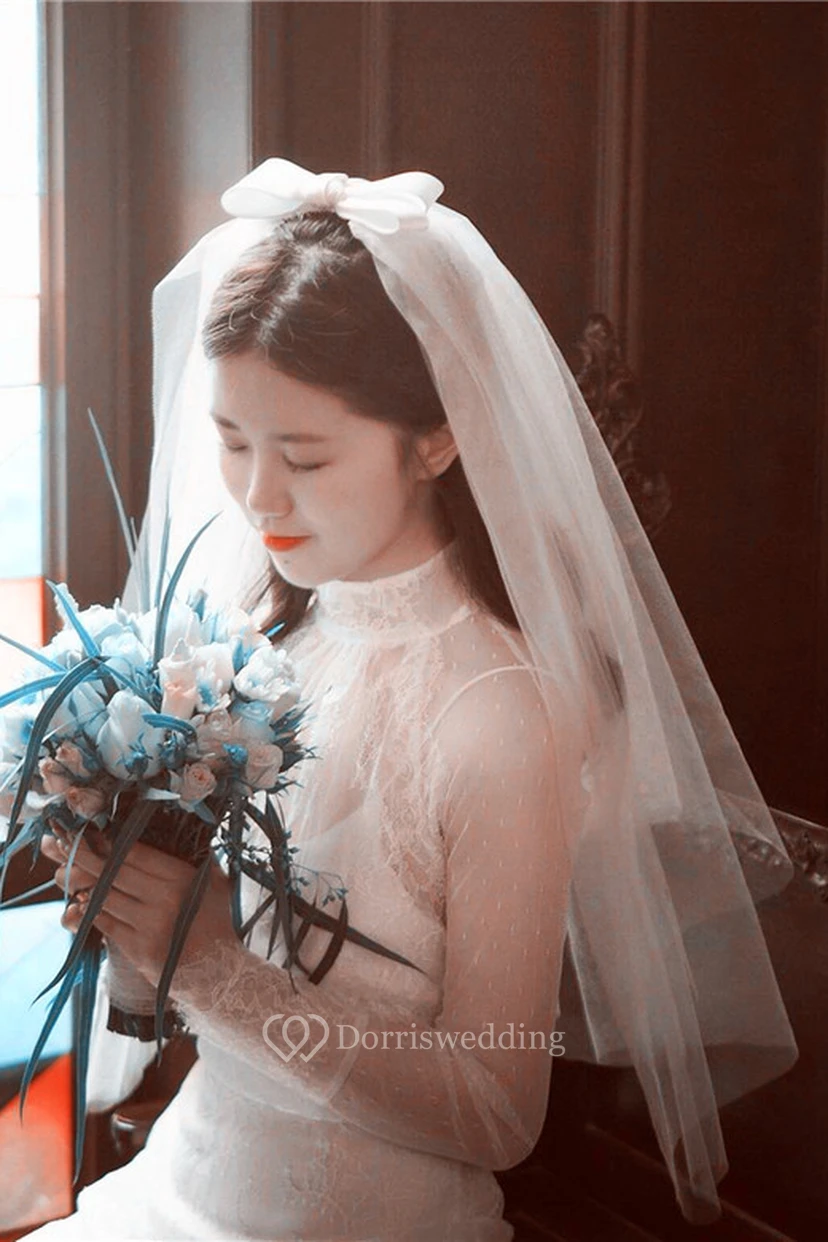 Simple Wedding Veil With Bow