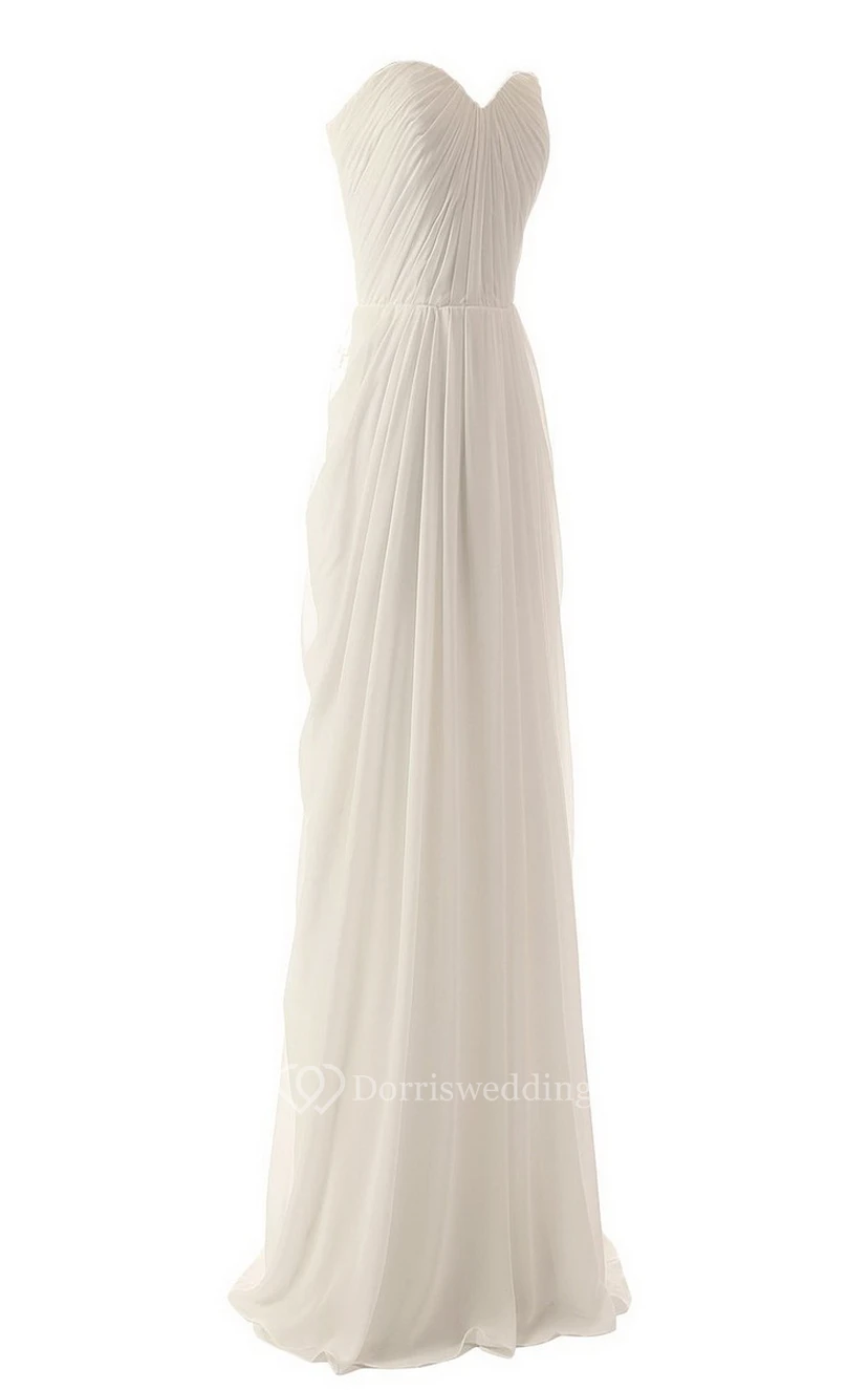 Sweetheart Long Chiffon Gown With Allover Pleats view 2