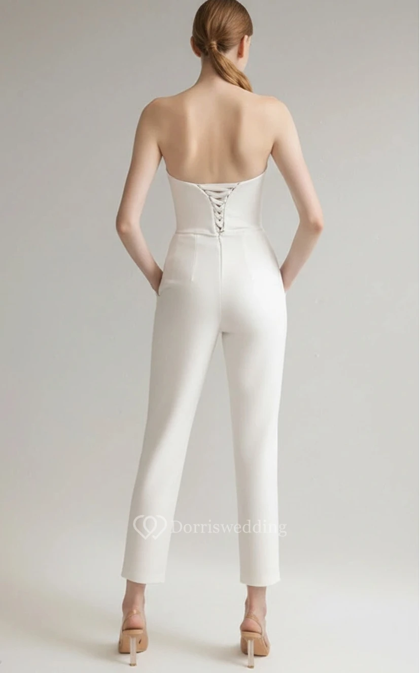 V Neck Pocket Straight Leg Wedding Jumpsuit view 2