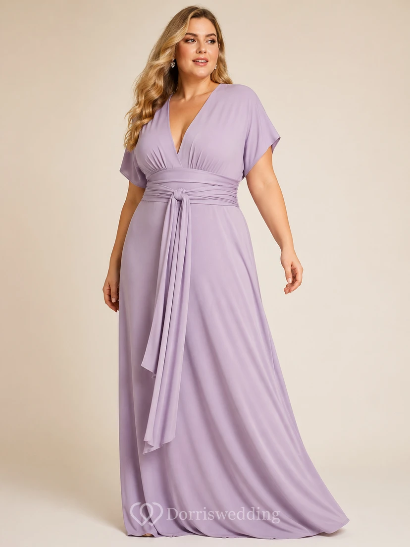 Robe de demoiselle d'honneur élégante d'inspiration grecque avec ceinture à nouer view 5